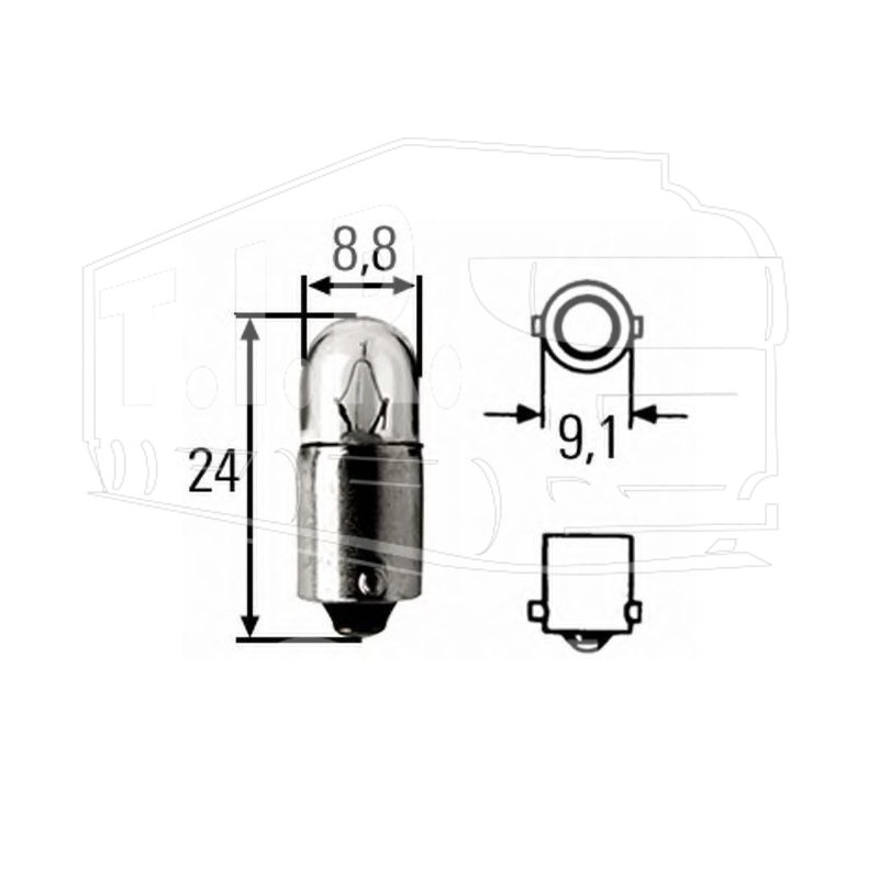 Лампочка 24v2w   T2W