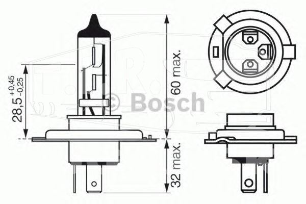 1 987 302 045, Лампочка H4 12V XENONBLUE W-V — Bosch