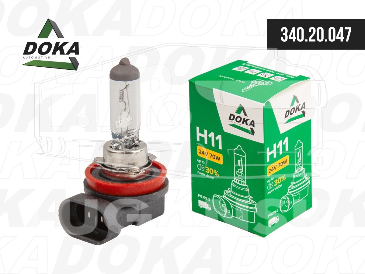 340.20.047, Лампочка H11 24v 70W (PGJ19-2) — DOKA