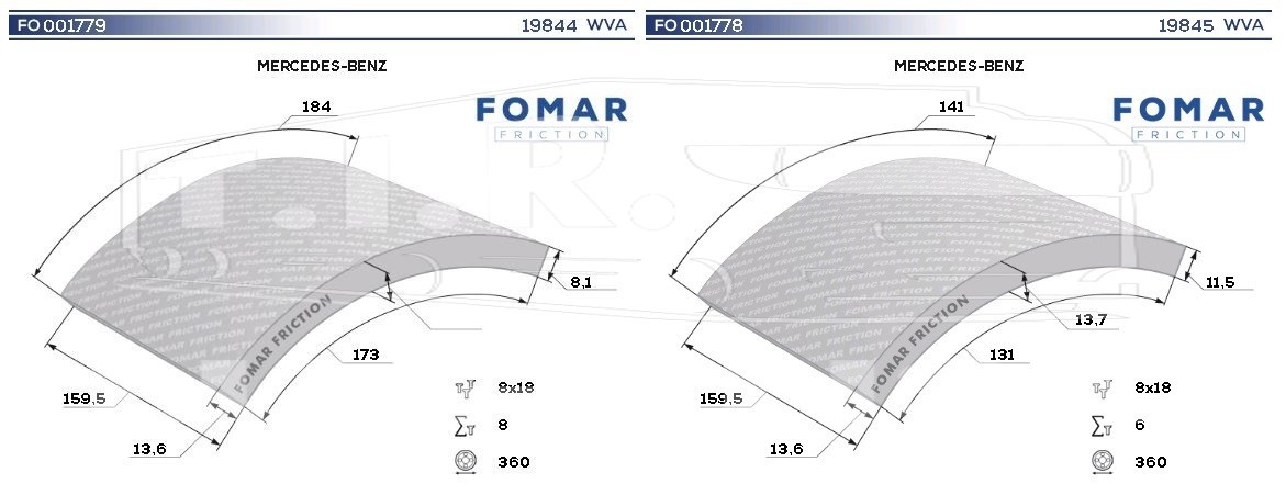 65202600A8RV, Накладки тормозные — FOMAR
