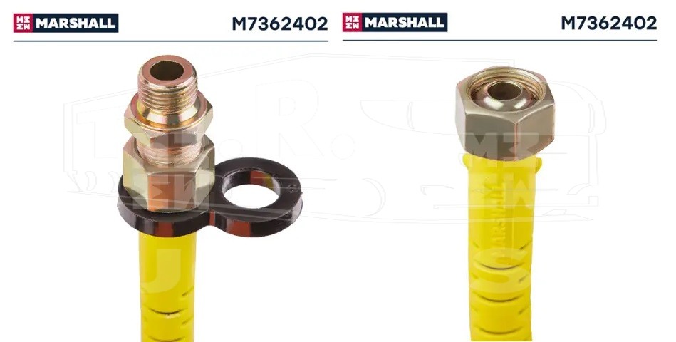 M7362402, Шланг воздушный M16x1.5 и M18x1.5, L = 4 м, 20 витков (желтый) — Marshall
