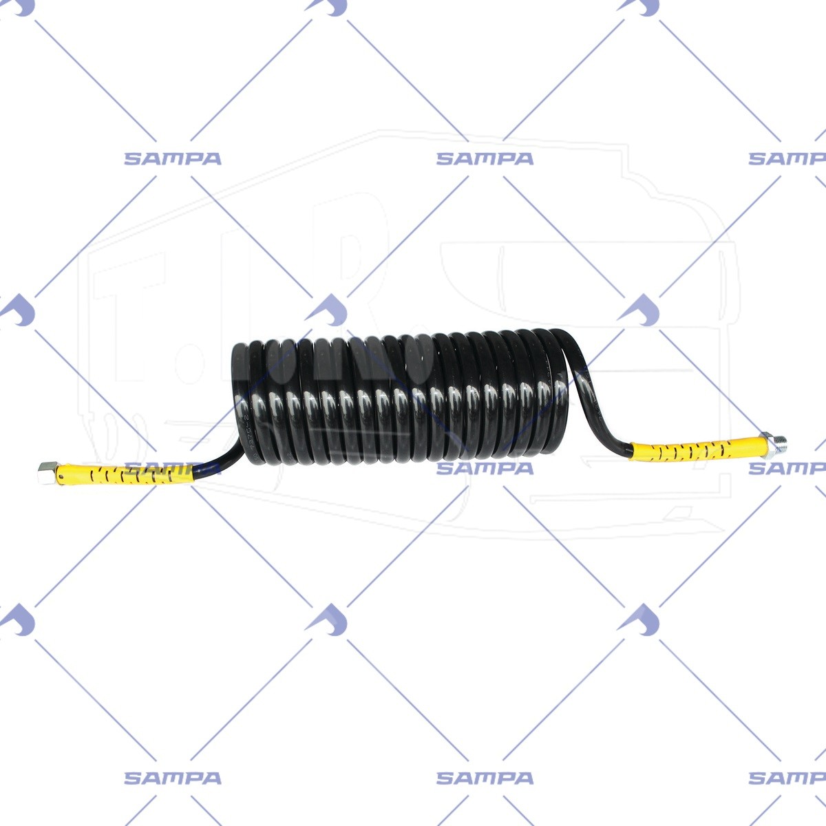 096.1063, Шланг воздушный M16x1.5 и M18x1.5, L = 4 м, 20 витков (желтый) — Sampa