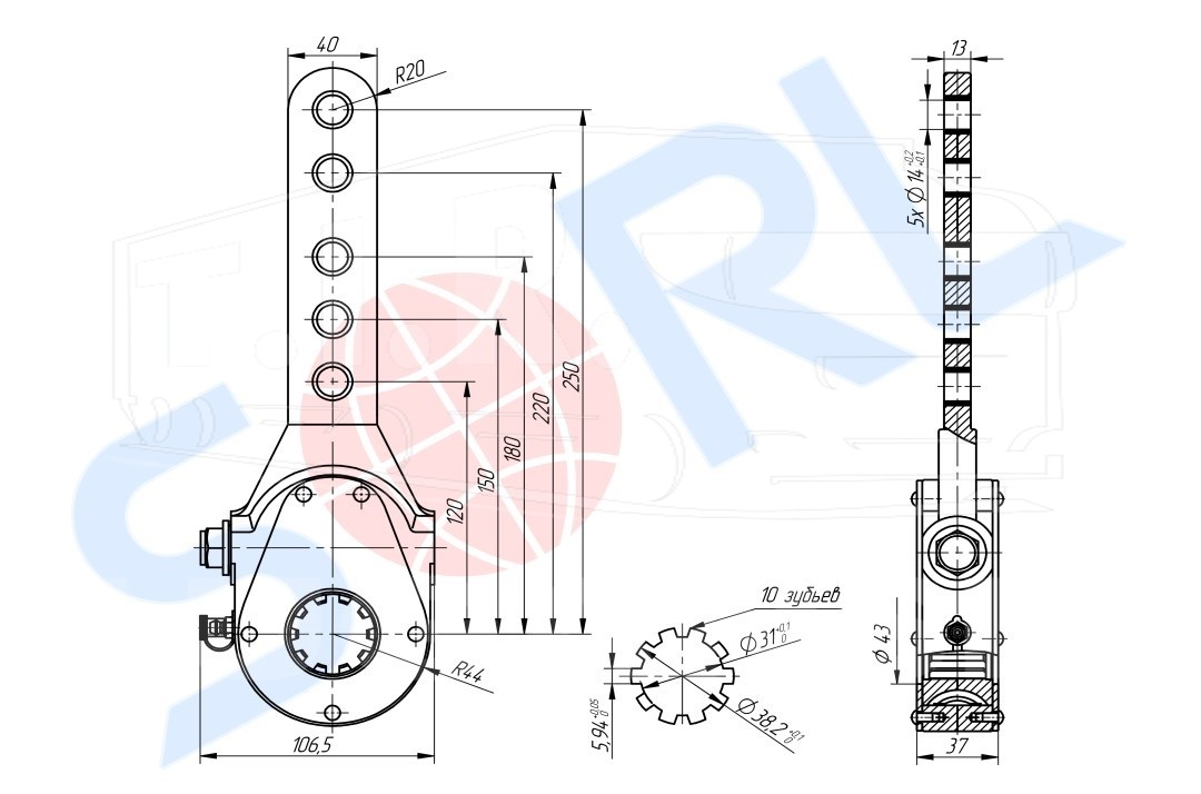 SK-3390010-01, Рычаг тормозной мех. [5 отверстий] — S&K GMBH