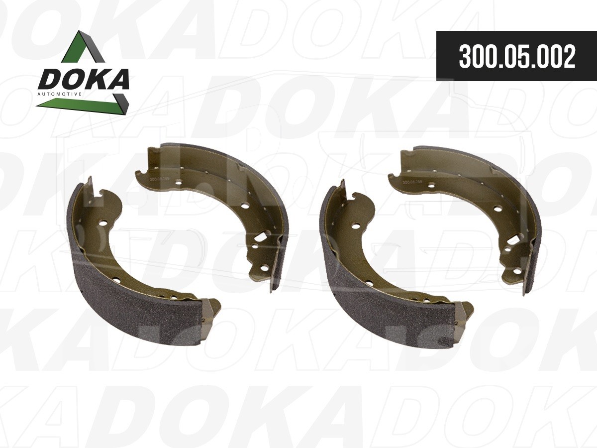 300.05.002, Колодки тормозные барабанные задние КОМПЛЕКТ 4шт. на ось — DOKA
