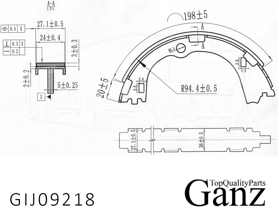 GIJ09218, Колодки тормозные — GANZ