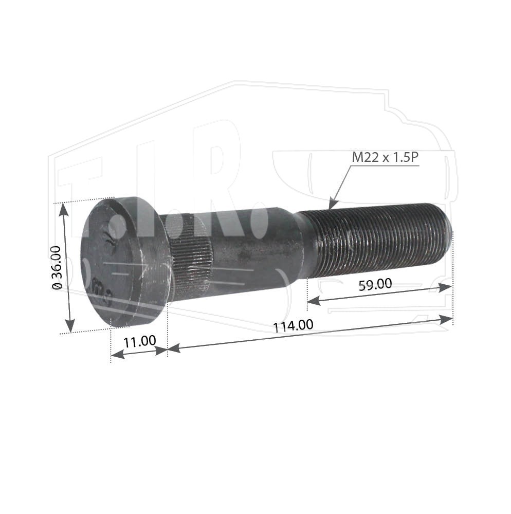 Шпилька колеса М22*1.5*114