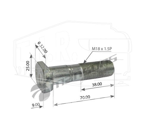 Шпилька колеса М18*1.5*70 (10.9)